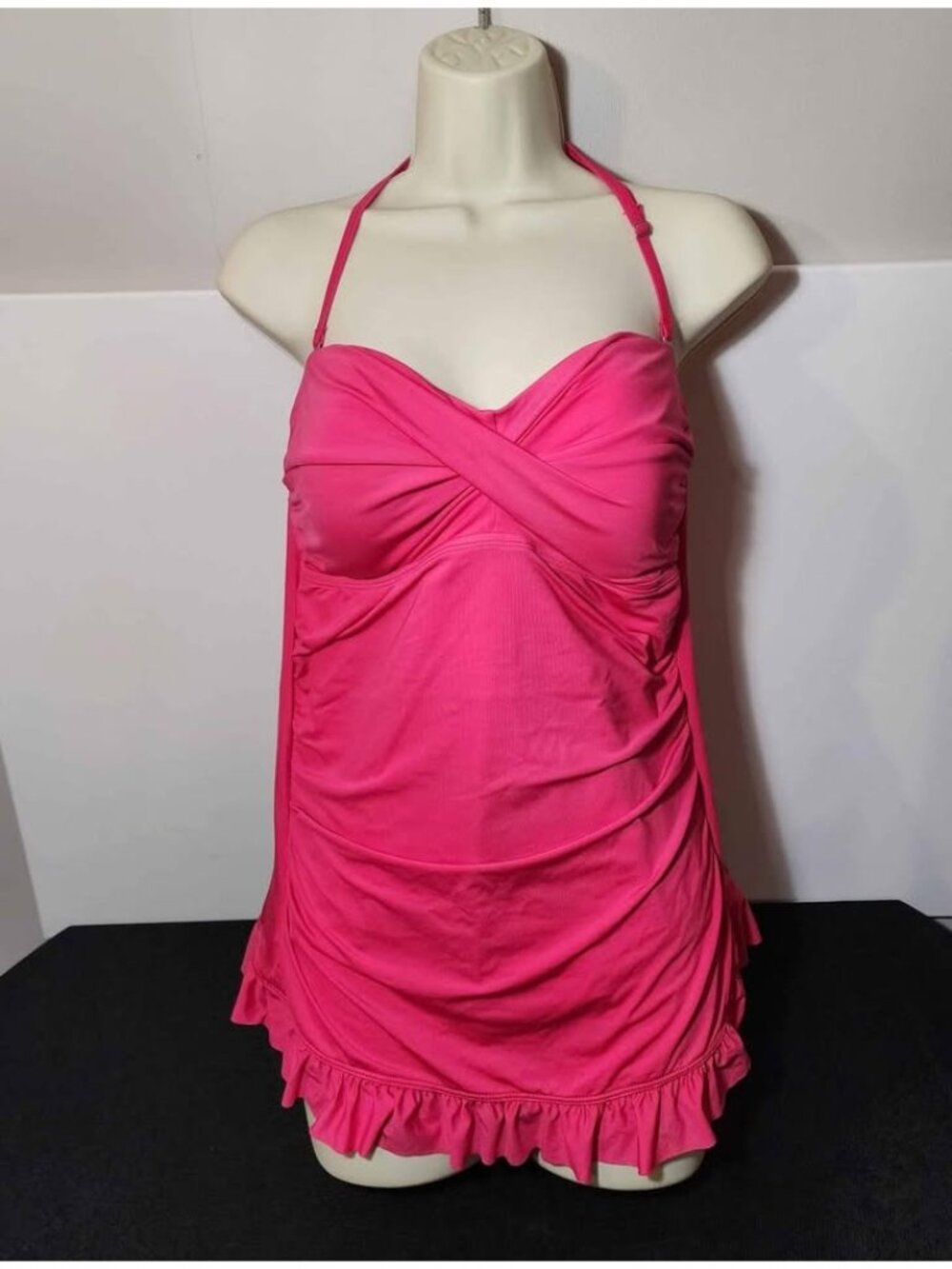 Jantzen Womans Size 12 Fuscia Cute Mock Skirted Pink One Piece Swimsuit B9 💮